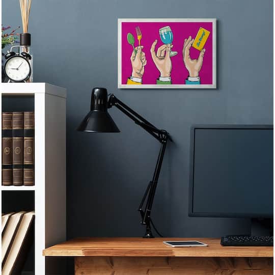 Stupell Industries Eat Drink Be Merry Neon Pink Framed Wall Art